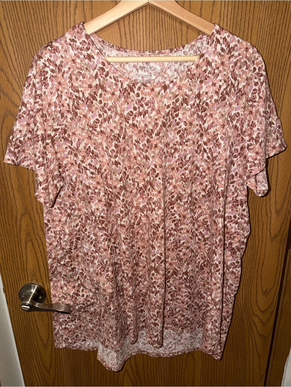 Women's Floral Print Short Sleeve Scoop Neck Top XL